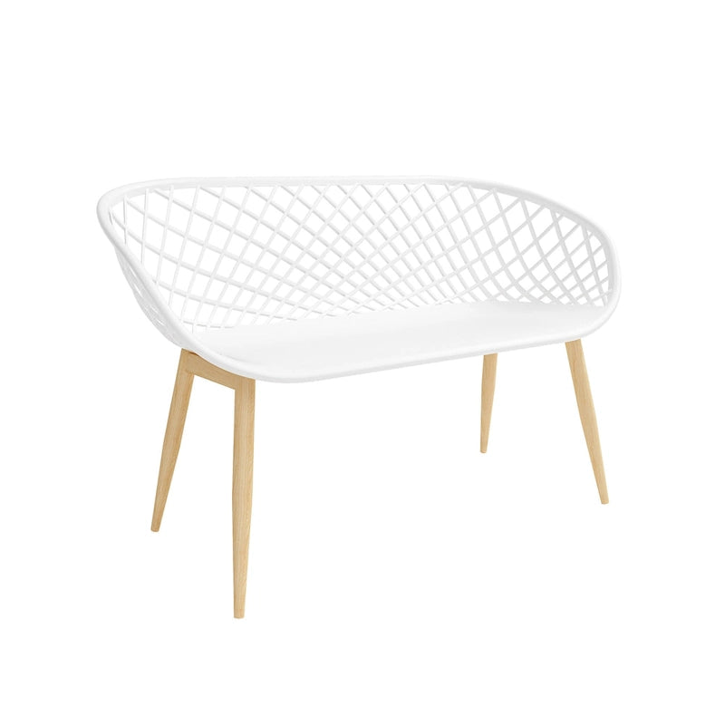 Banc d'intérieur/extérieur Kurv, blanc/naturel, résistant aux intempéries