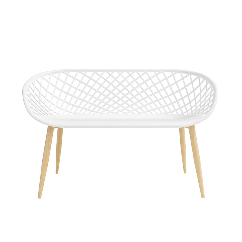 Banc d'intérieur/extérieur Kurv, blanc/naturel, résistant aux intempéries