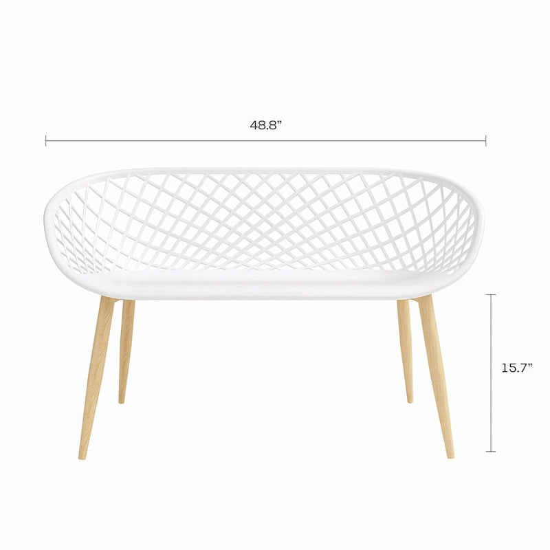 Banc d'intérieur/extérieur Kurv, blanc/naturel, résistant aux intempéries