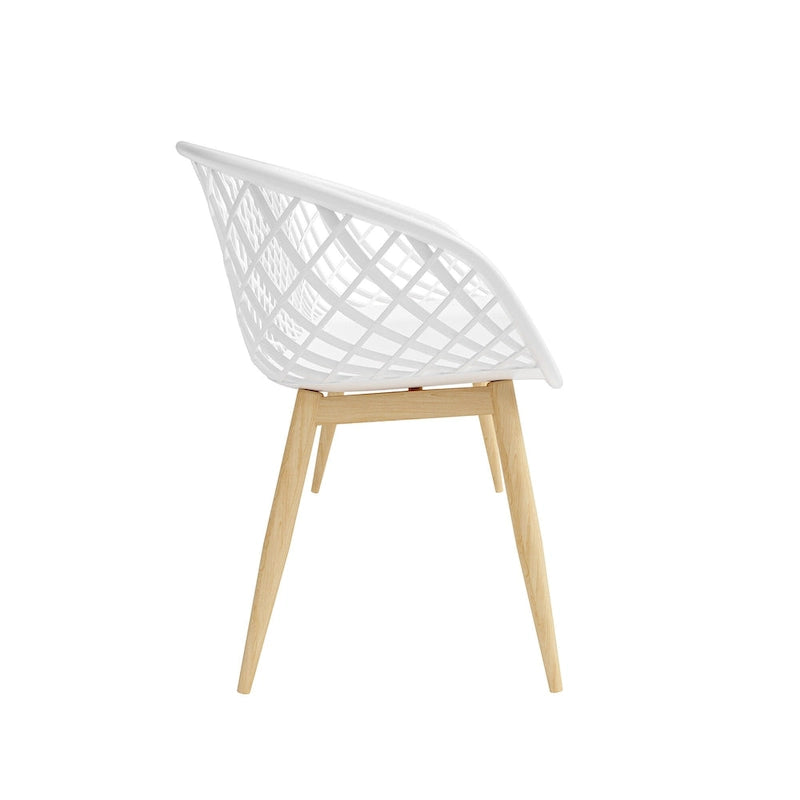 Banc d'intérieur/extérieur Kurv, blanc/naturel, résistant aux intempéries