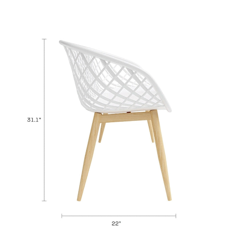 Banc d'intérieur/extérieur Kurv, blanc/naturel, résistant aux intempéries