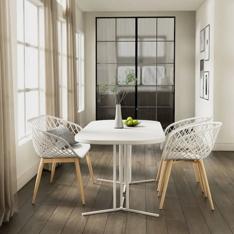 Banc d'intérieur/extérieur Kurv, blanc/naturel, résistant aux intempéries