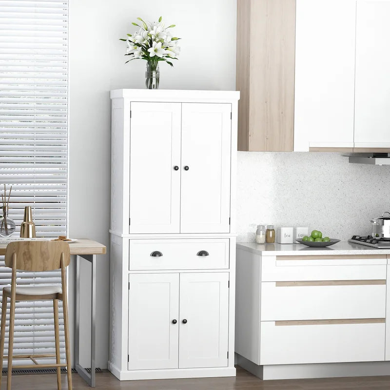 Armoire de cuisine autoportante HOMCOM 72, armoire de rangement haute avec 2 portes, tiroir et étagères réglables