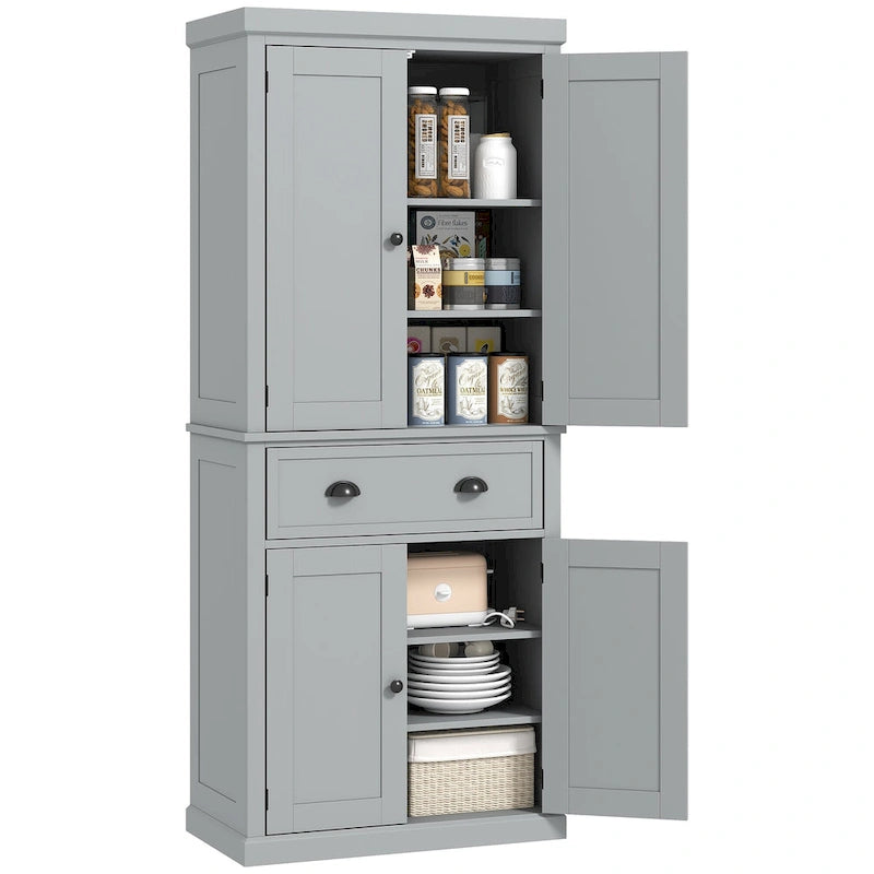 Armoire de cuisine autoportante HOMCOM 72, armoire de rangement haute avec 2 portes, tiroir et étagères réglables