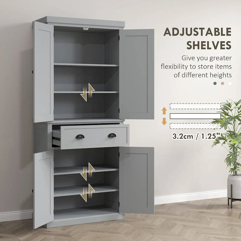 Armoire de cuisine autoportante HOMCOM 72, armoire de rangement haute avec 2 portes, tiroir et étagères réglables
