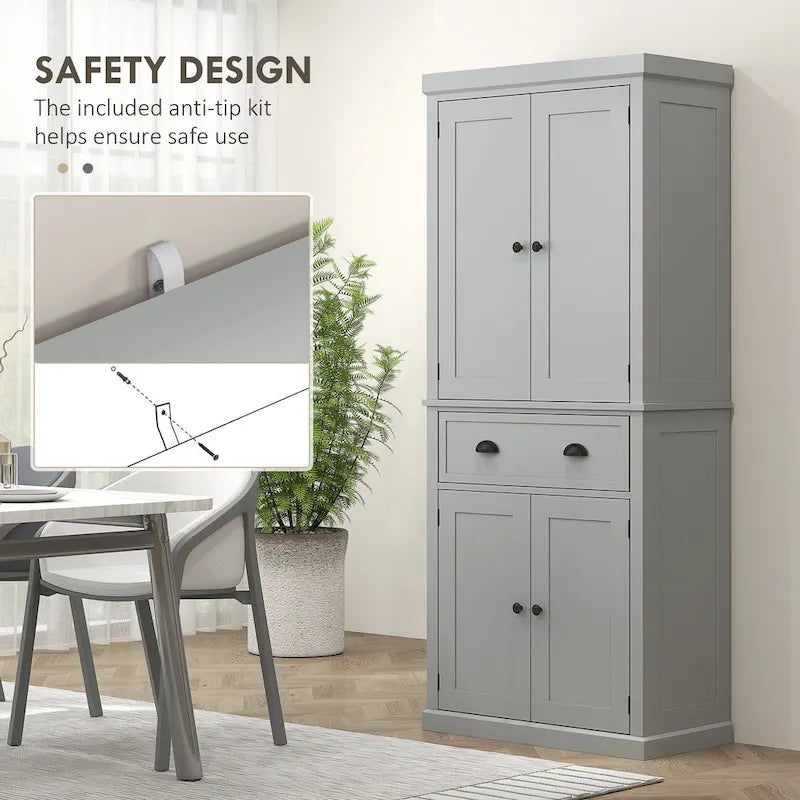 Armoire de cuisine autoportante HOMCOM 72, armoire de rangement haute avec 2 portes, tiroir et étagères réglables