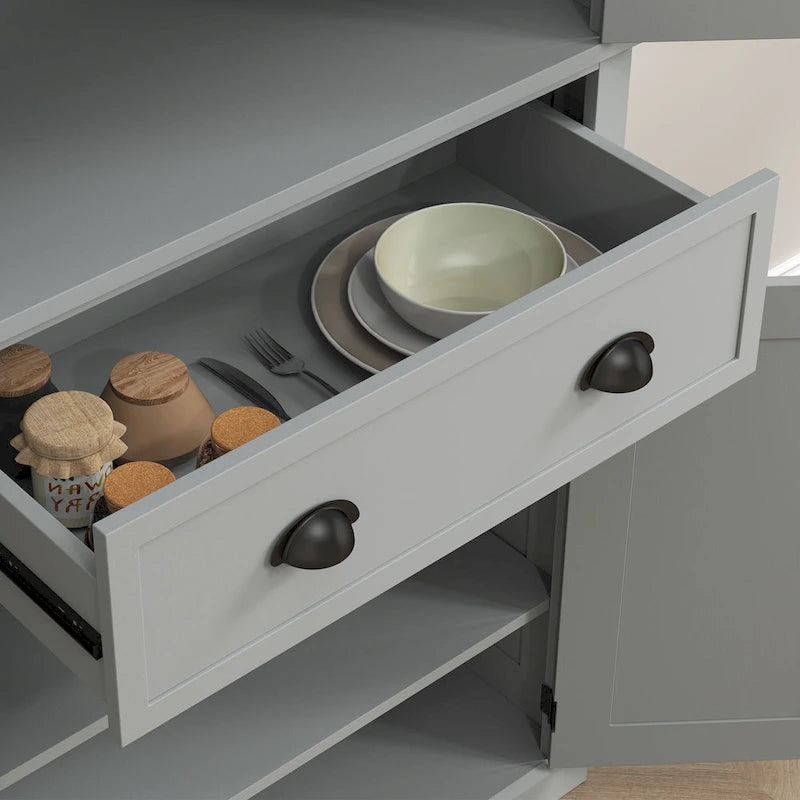 Armoire de cuisine autoportante HOMCOM 72, armoire de rangement haute avec 2 portes, tiroir et étagères réglables