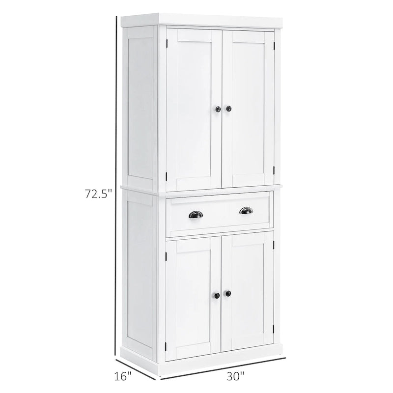Armoire de cuisine autoportante HOMCOM 72, armoire de rangement haute avec 2 portes, tiroir et étagères réglables