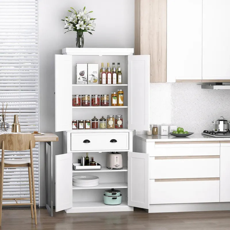 Armoire de cuisine autoportante HOMCOM 72, armoire de rangement haute avec 2 portes, tiroir et étagères réglables
