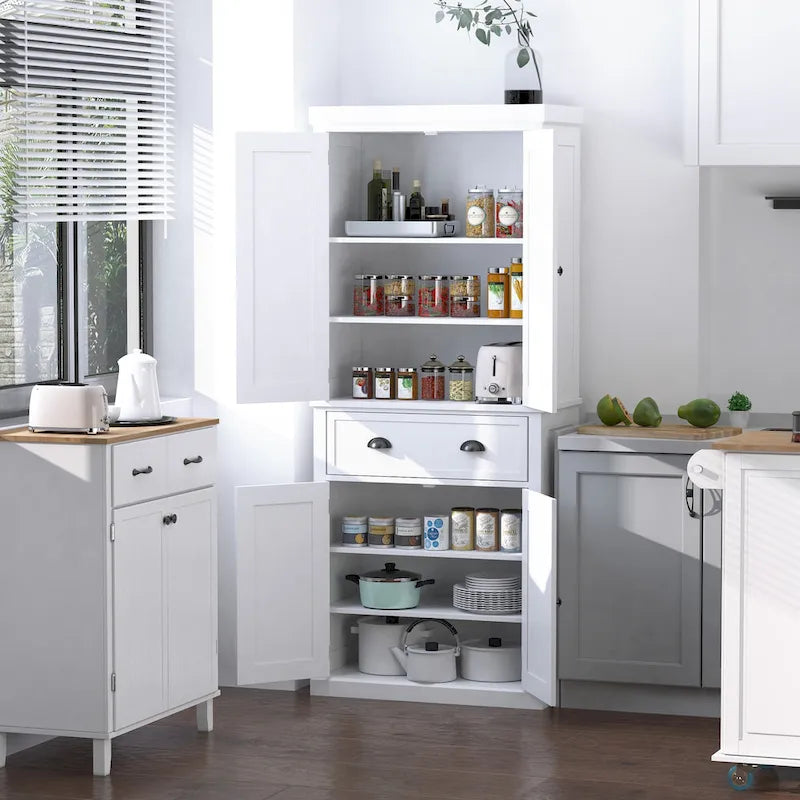 Armoire de cuisine autoportante HOMCOM 72, armoire de rangement haute avec 2 portes, tiroir et étagères réglables