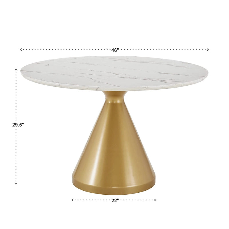 Table de salle à manger ronde Darcy 46 de large en faux marbre par iNSPIRE Q Bold