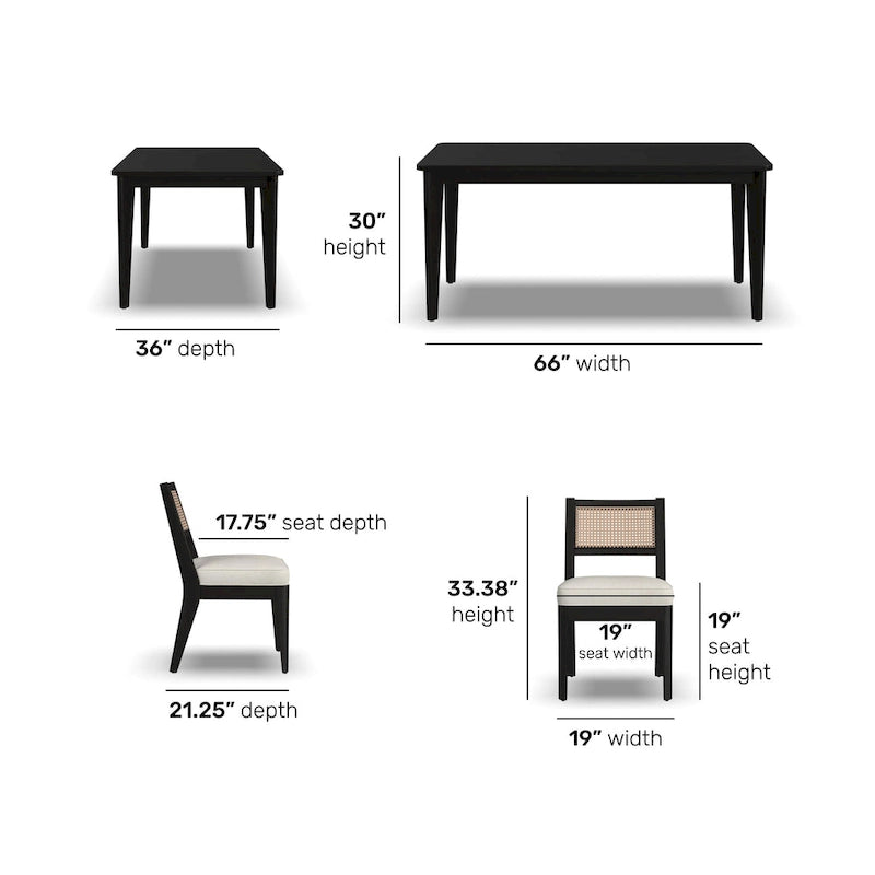 Ensemble de salle à manger rectangulaire en bois noir Brentwood de Homestyles - 66 x 30 x 36