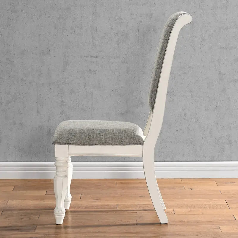 Ensemble de salle à manger 7 pièces Belleza de Roundhill Furniture, style campagne française, finition blanc antique et chêne vieilli