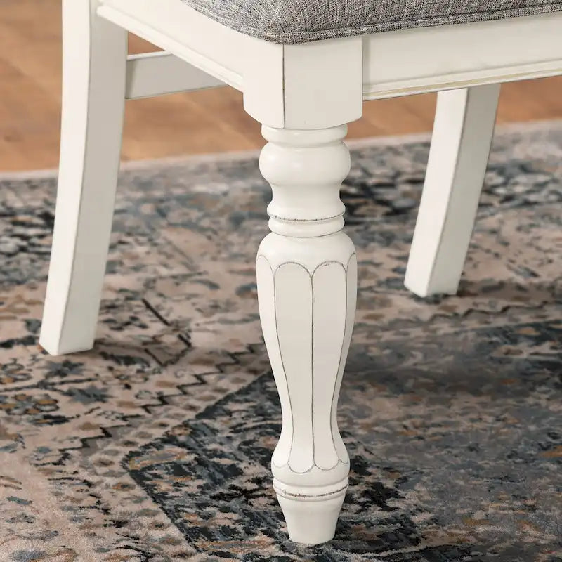Ensemble de salle à manger 7 pièces Belleza de Roundhill Furniture, style campagne française, finition blanc antique et chêne vieilli
