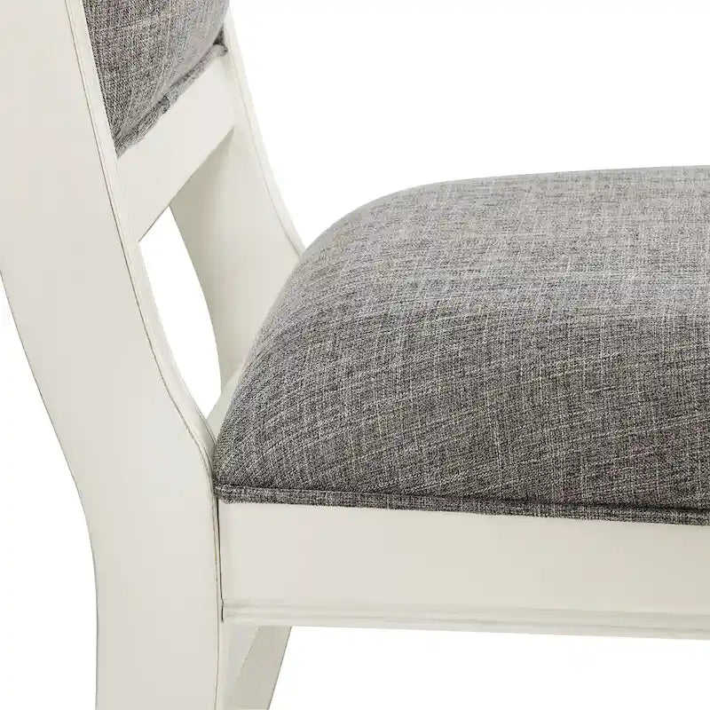 Ensemble de salle à manger 7 pièces Belleza de Roundhill Furniture, style campagne française, finition blanc antique et chêne vieilli