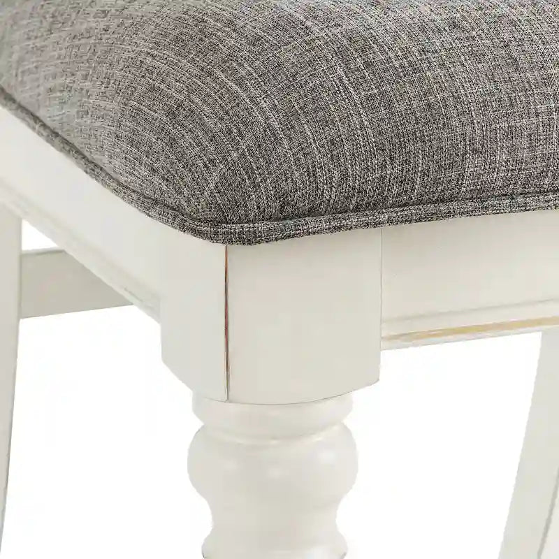 Ensemble de salle à manger 7 pièces Belleza de Roundhill Furniture, style campagne française, finition blanc antique et chêne vieilli