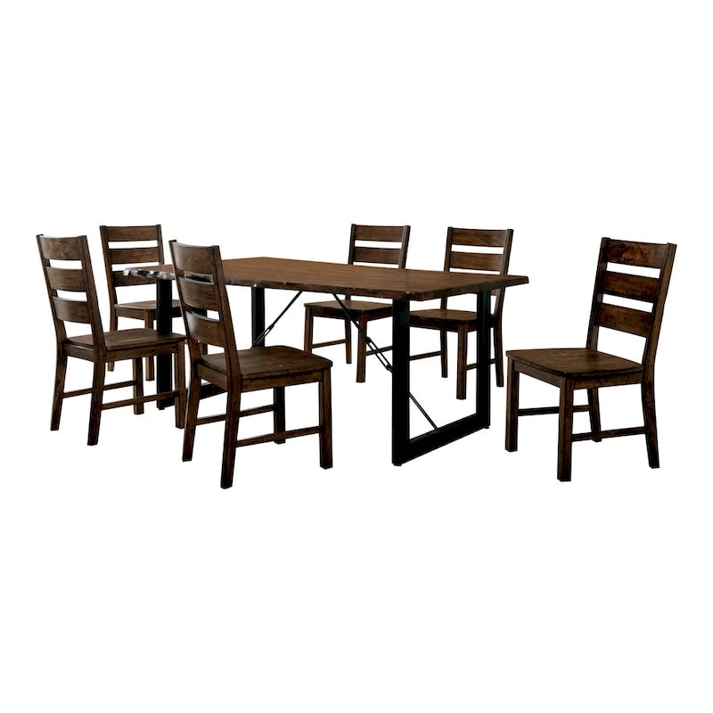 Ensemble de salle à manger 7 pièces en bois massif de noyer rustique Mass par Furniture of America