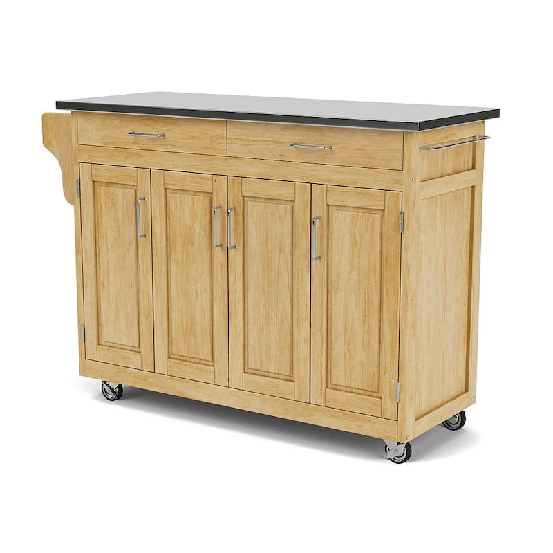 Chariot de cuisine mobile Homestyles Create-a-Cart Natural avec plateau en acier inoxydable