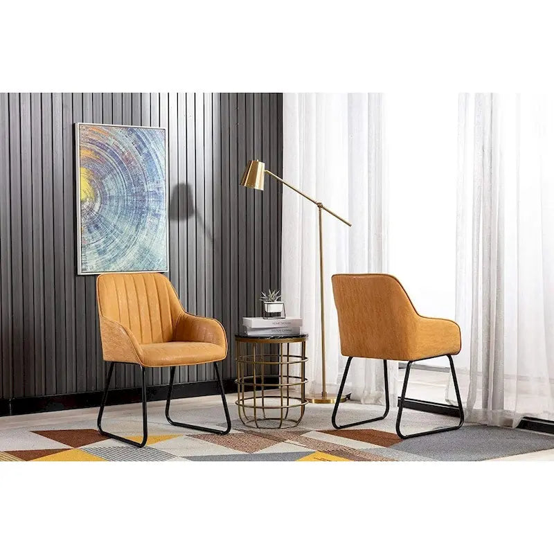 Ensemble de 2 chaises de salle à manger Home Beyond en similicuir, jaune et beige