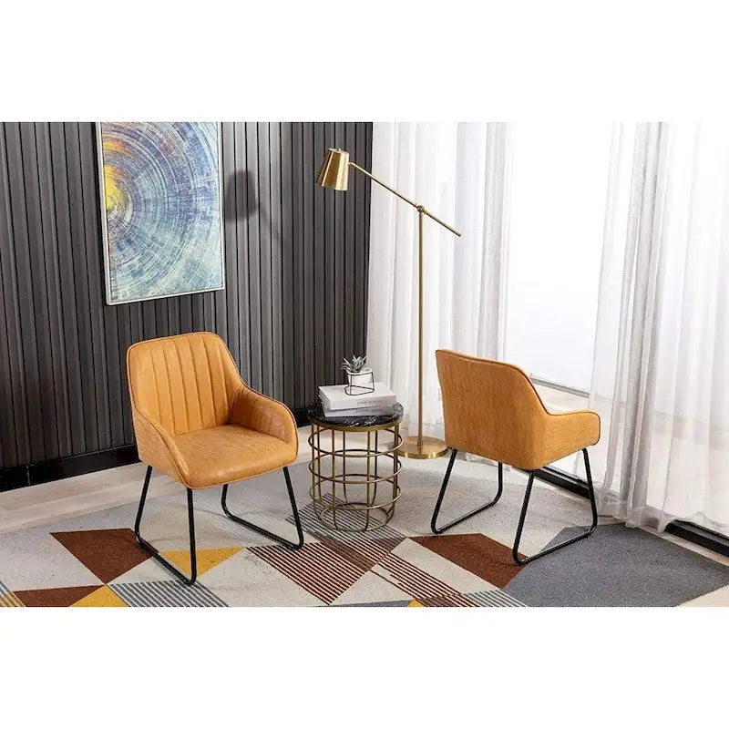 Ensemble de 2 chaises de salle à manger Home Beyond en similicuir, jaune et beige