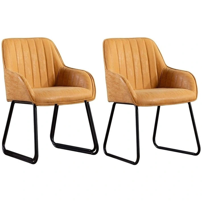 Ensemble de 2 chaises de salle à manger Home Beyond en similicuir, jaune et beige