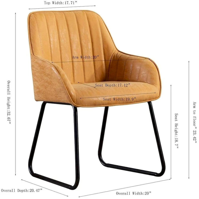 Ensemble de 2 chaises de salle à manger Home Beyond en similicuir, jaune et beige