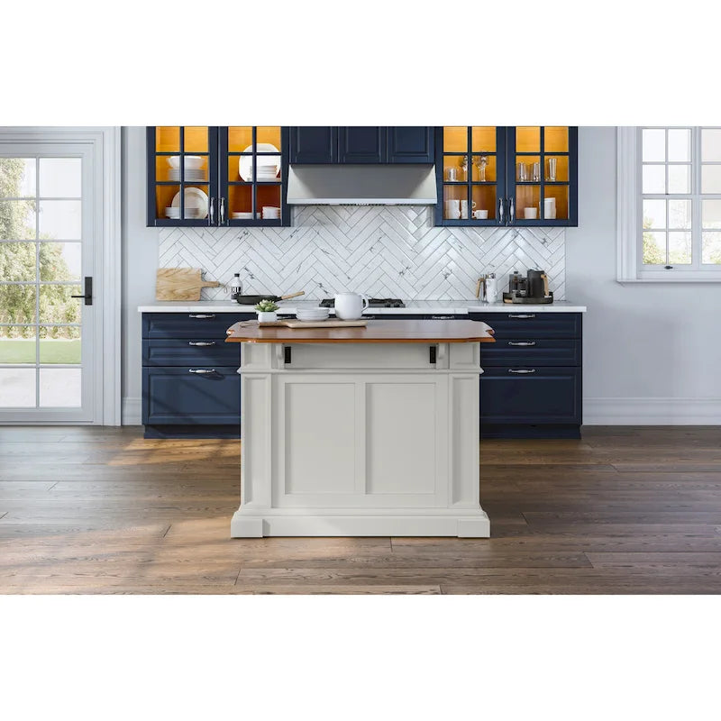 Îlot de cuisine Copper Grove Cannington en chêne blanc vieilli