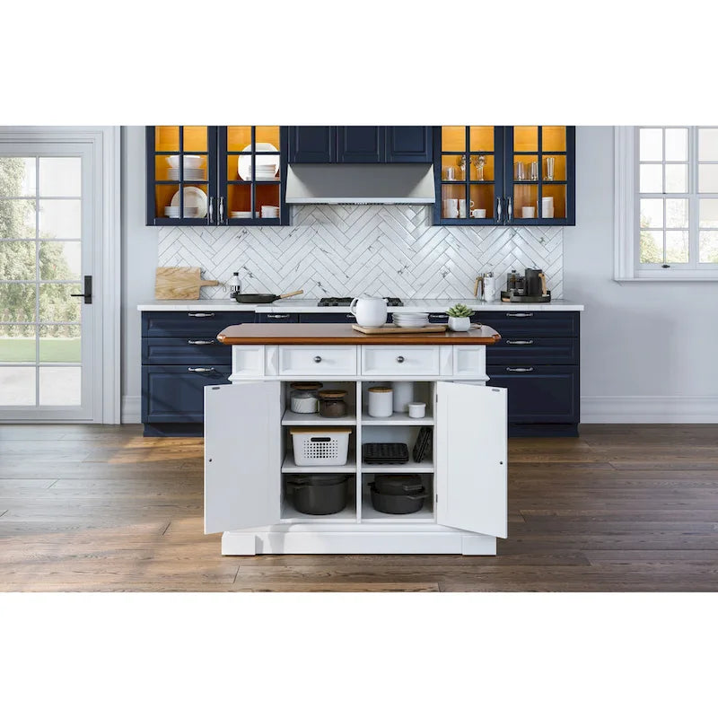 Îlot de cuisine Copper Grove Cannington en chêne blanc vieilli