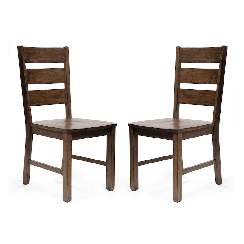 Chaises de salle à manger rustiques en bois à dossier échelle (ensemble de 2) de la marque Furniture of America