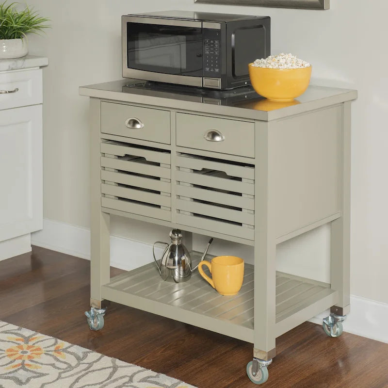 Chariot de cuisine en bois gris The Gray Barn White Squirrel