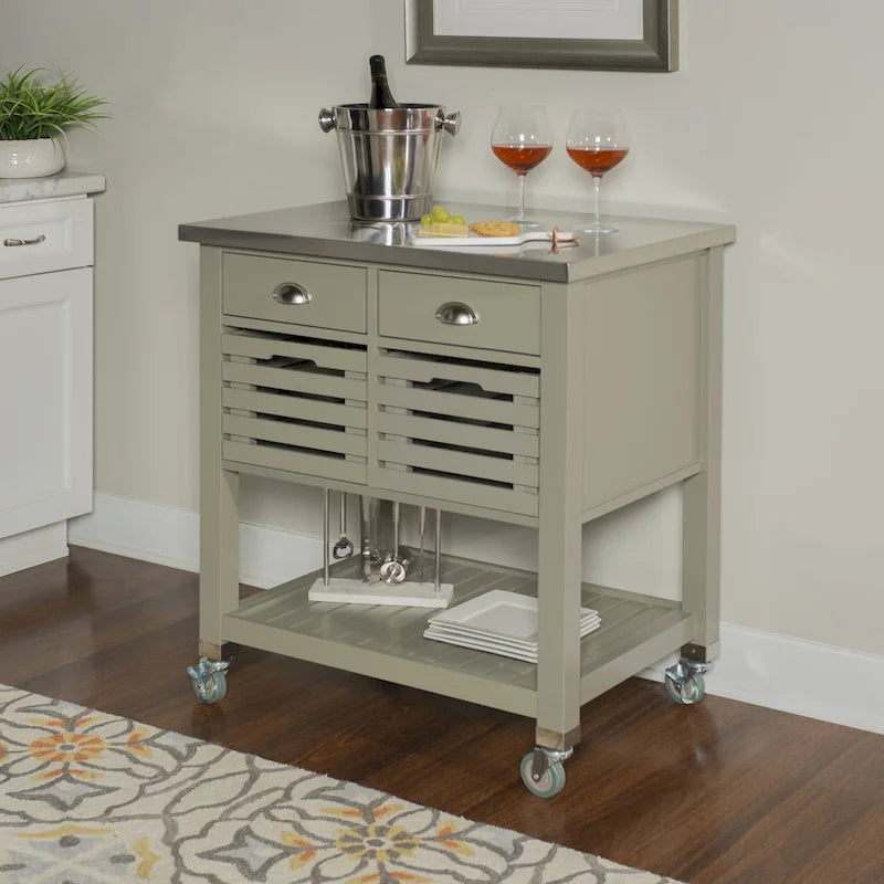 Chariot de cuisine en bois gris The Gray Barn White Squirrel