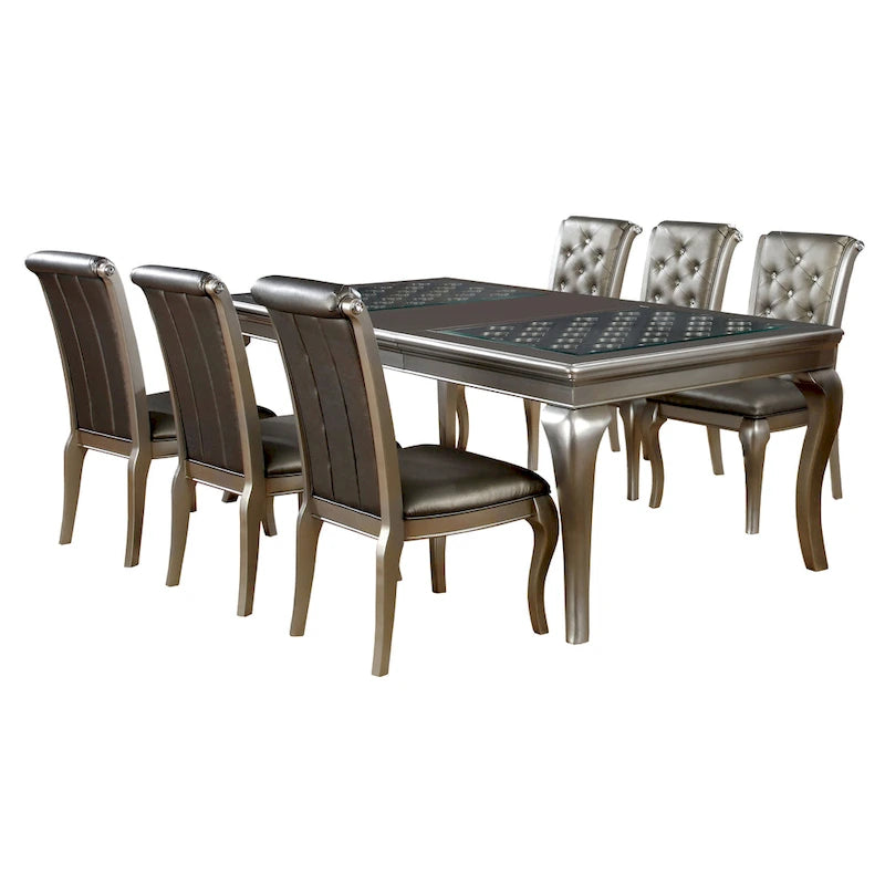 Ensemble de salle à manger 7 pièces en bois massif gris Tily Glam de Furniture of America