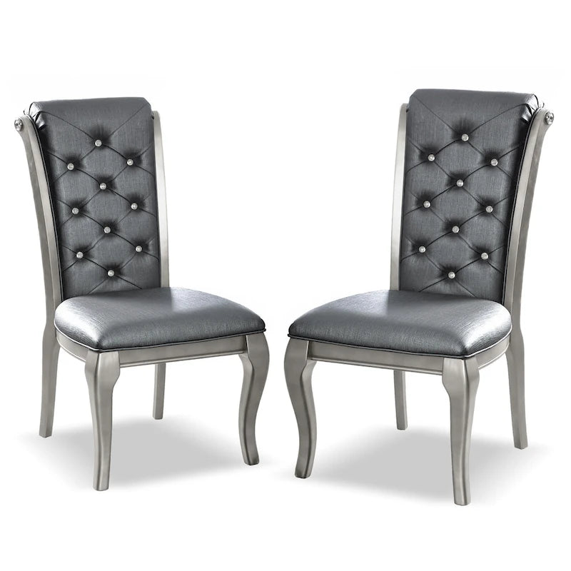 Ensemble de salle à manger 7 pièces en bois massif gris Tily Glam de Furniture of America
