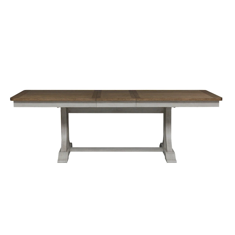 Ensemble de table à tréteaux 6 pièces blanc antique revisité
