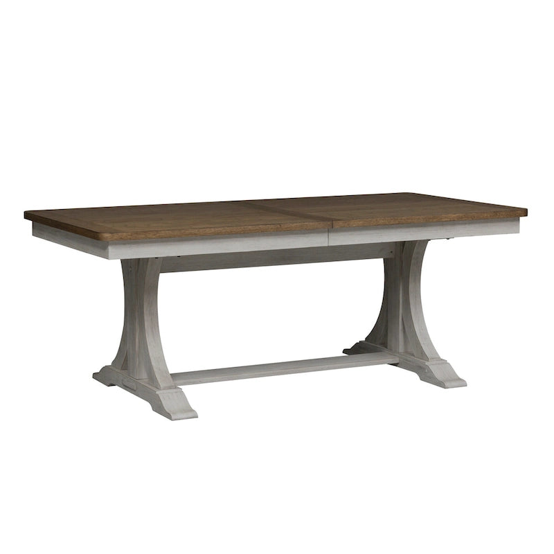 Ensemble de table à tréteaux 6 pièces blanc antique revisité