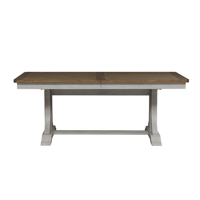 Ensemble de table à tréteaux 6 pièces blanc antique revisité