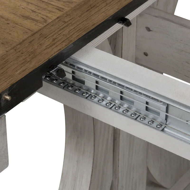 Ensemble de table à tréteaux 6 pièces blanc antique revisité