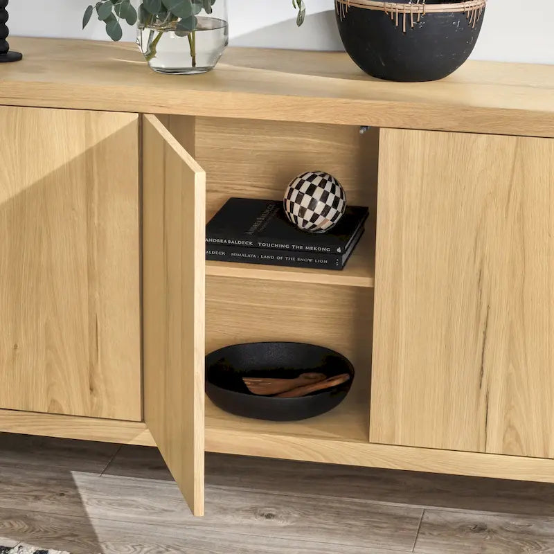 Buffet en chêne à 4 portes Classic Home Orlando - 80 po L x 22 po P x 33 po H