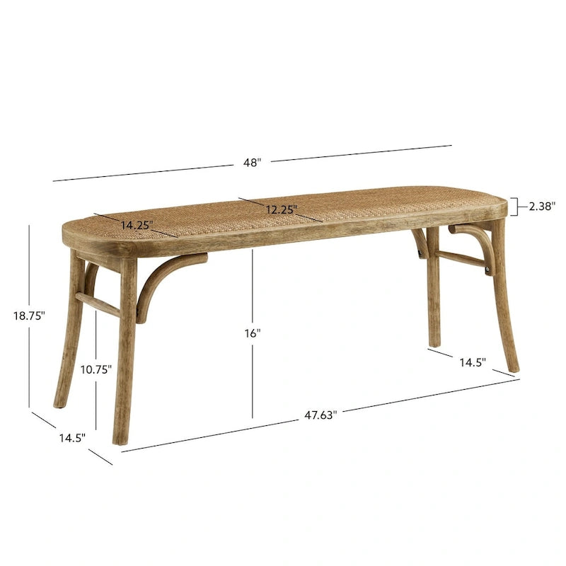 Banc de salle à manger Bernsley en rotin courbé