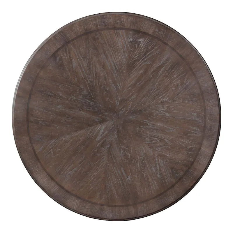 Ensemble de salle à manger rond Cornerways Traditional en bois massif brun avec pied central, par The Gray Barn