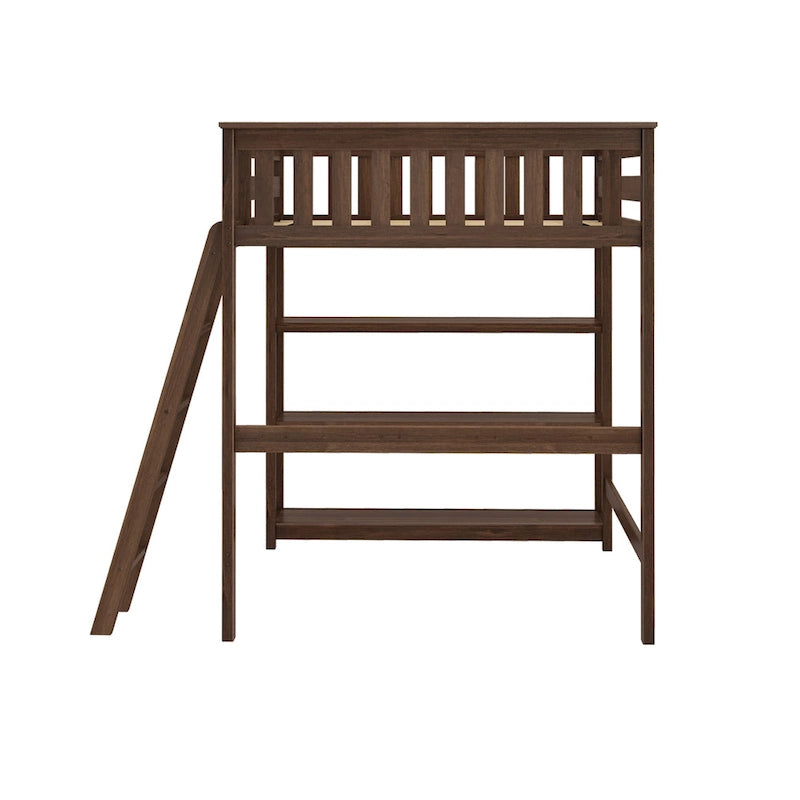 Max and Lily Full-Size High Loft Bed with Bookcase