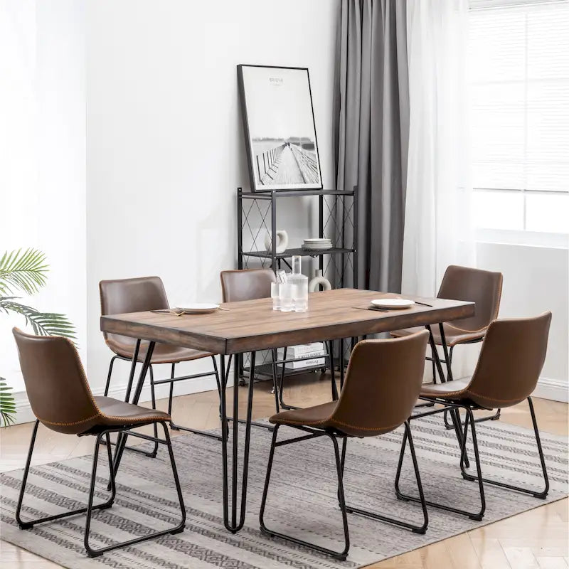 Ensemble de salle à manger industriel 7 pièces Aryven de Roundhill Furniture
