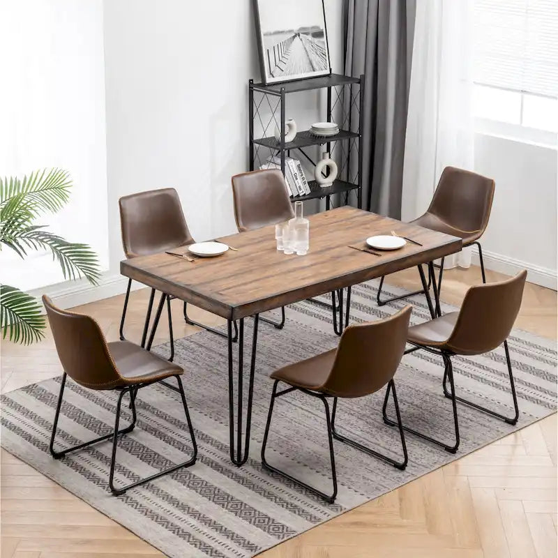 Ensemble de salle à manger industriel 7 pièces Aryven de Roundhill Furniture