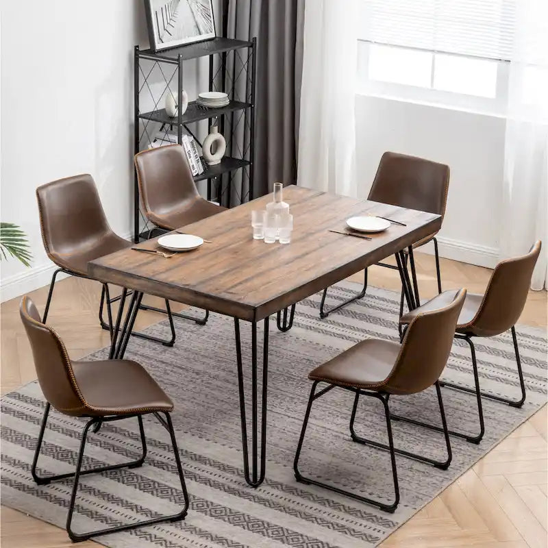 Ensemble de salle à manger industriel 7 pièces Aryven de Roundhill Furniture