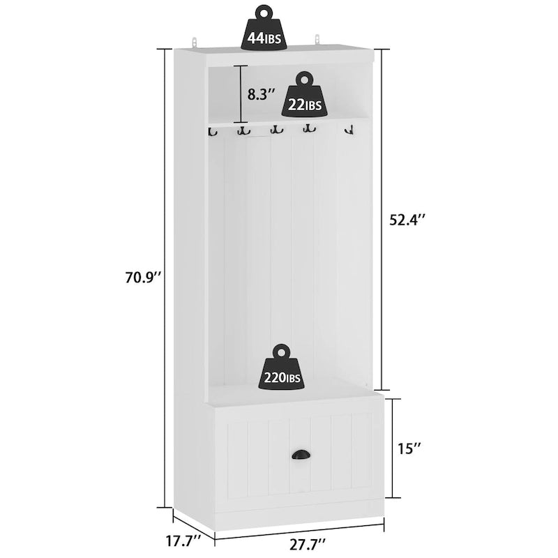Ensemble porte-manteaux d'entrée, banc de rangement, organisateur de placard, portant à vêtements