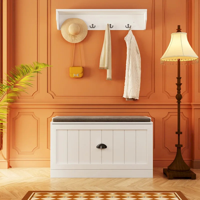 Ensemble porte-manteaux d'entrée, banc de rangement, organisateur de placard, portant à vêtements