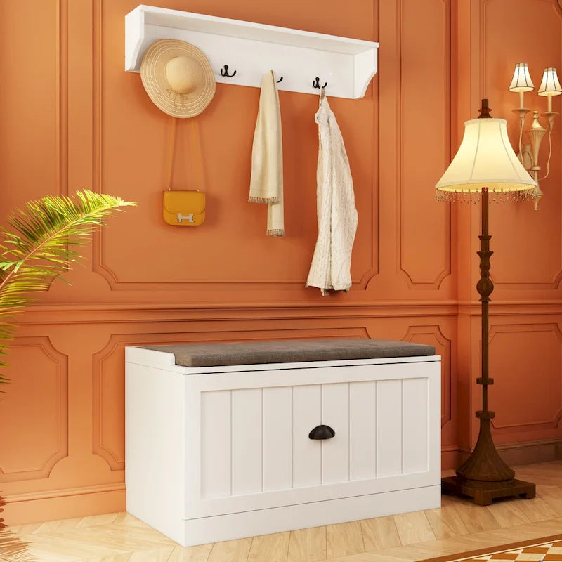 Ensemble porte-manteaux d'entrée, banc de rangement, organisateur de placard, portant à vêtements