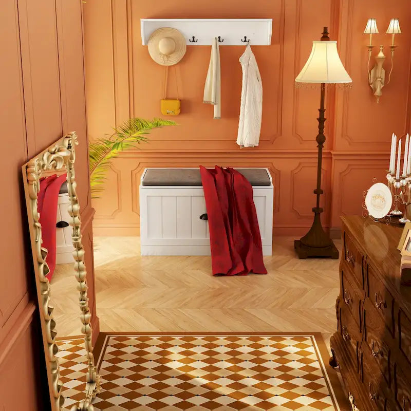 Ensemble porte-manteaux d'entrée, banc de rangement, organisateur de placard, portant à vêtements