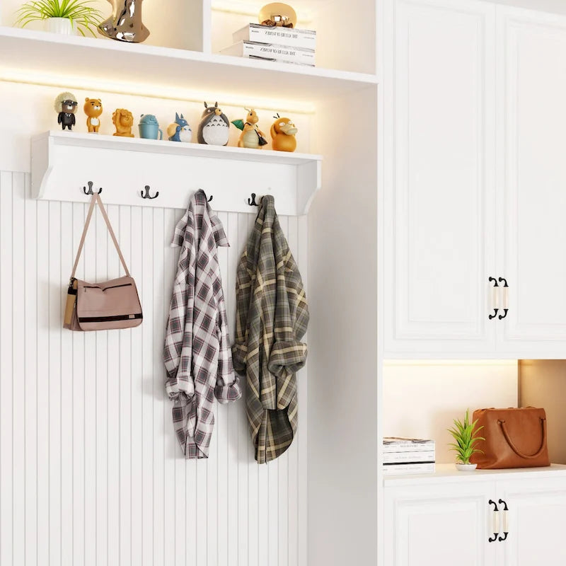 Ensemble porte-manteaux d'entrée, banc de rangement, organisateur de placard, portant à vêtements