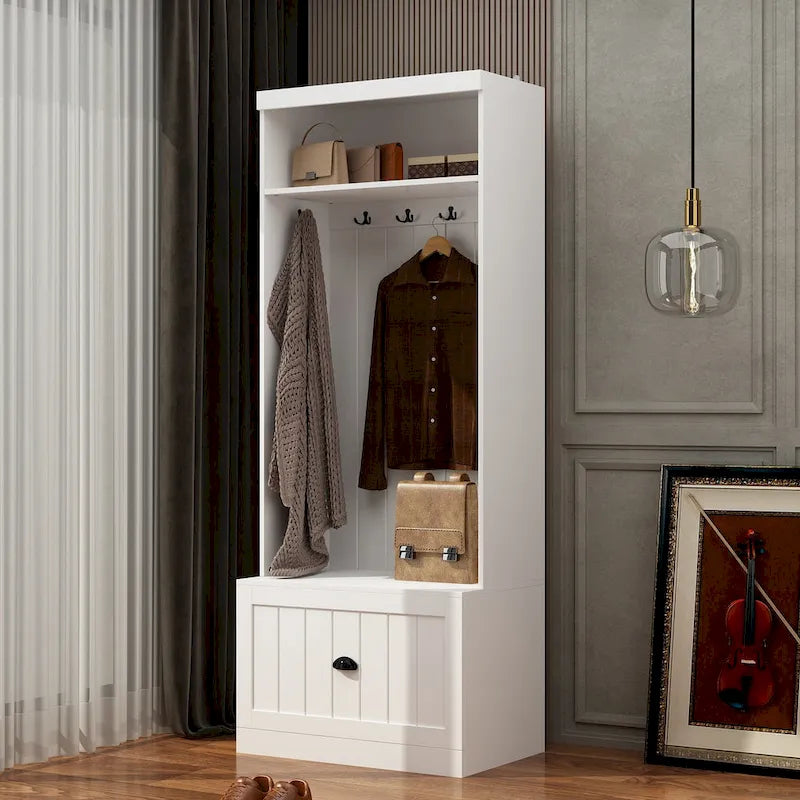 Ensemble porte-manteaux d'entrée, banc de rangement, organisateur de placard, portant à vêtements